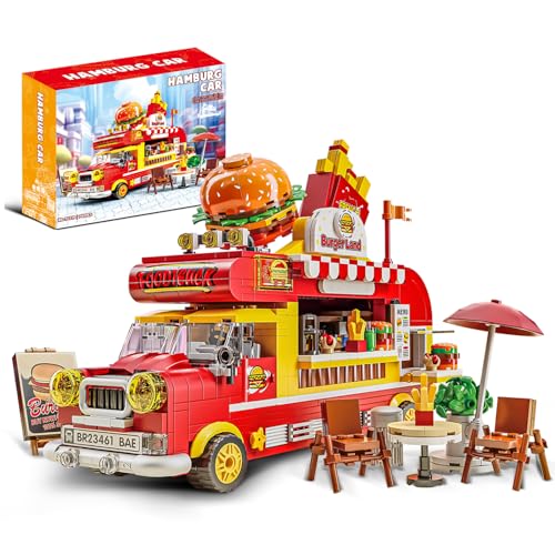 Mov stone Friends Burger Truck Building Set Compatible with Lego City Creative Fast Food Truck Playset for Girls Fun Pretend Play Gift for Kids Ages 6 - Image 1