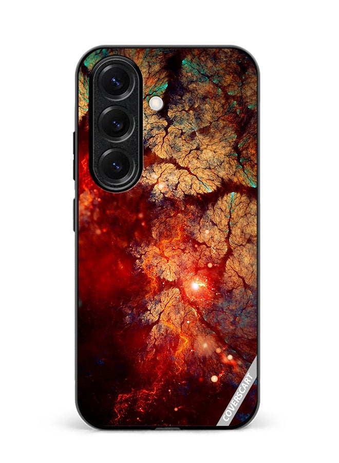 Protective Case Cover For Samsung Galaxy S23 FE Abstract, Fractal, Shine, Bright Red Design Multicolour