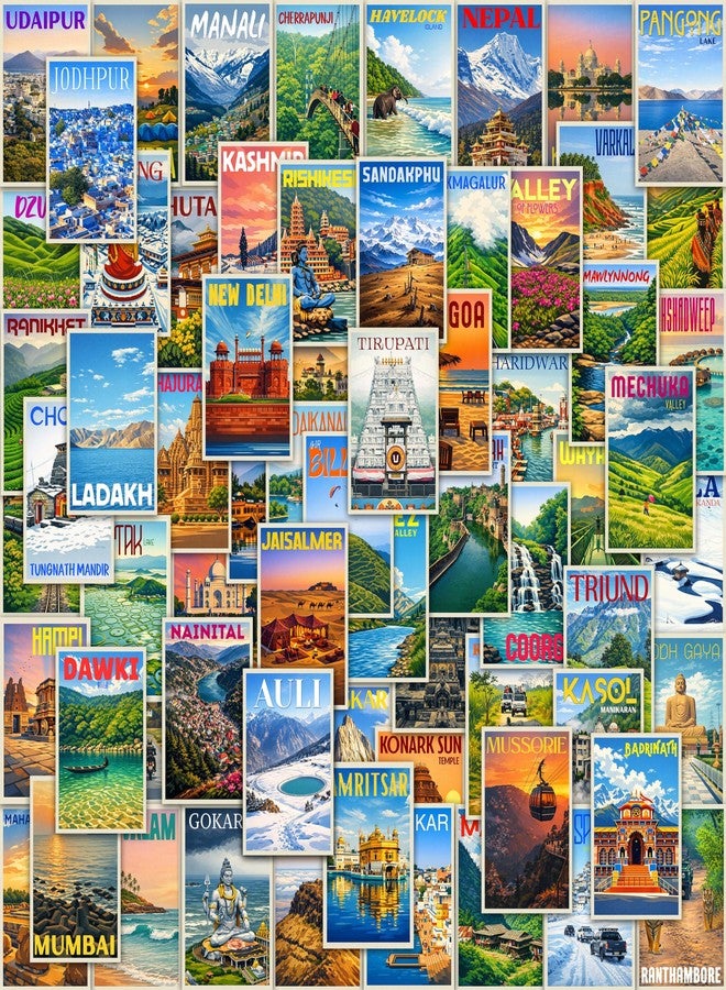 RedCloud India Travel Posters Set of 81 | A6 Size Mini Wall Posters | Kasol | Manali | Goa | Spiti | Vintage Travel Art Prints on 300 GSM Paper for Bedroom, Living Room, Office & Cafe Wall Decor - Image 1