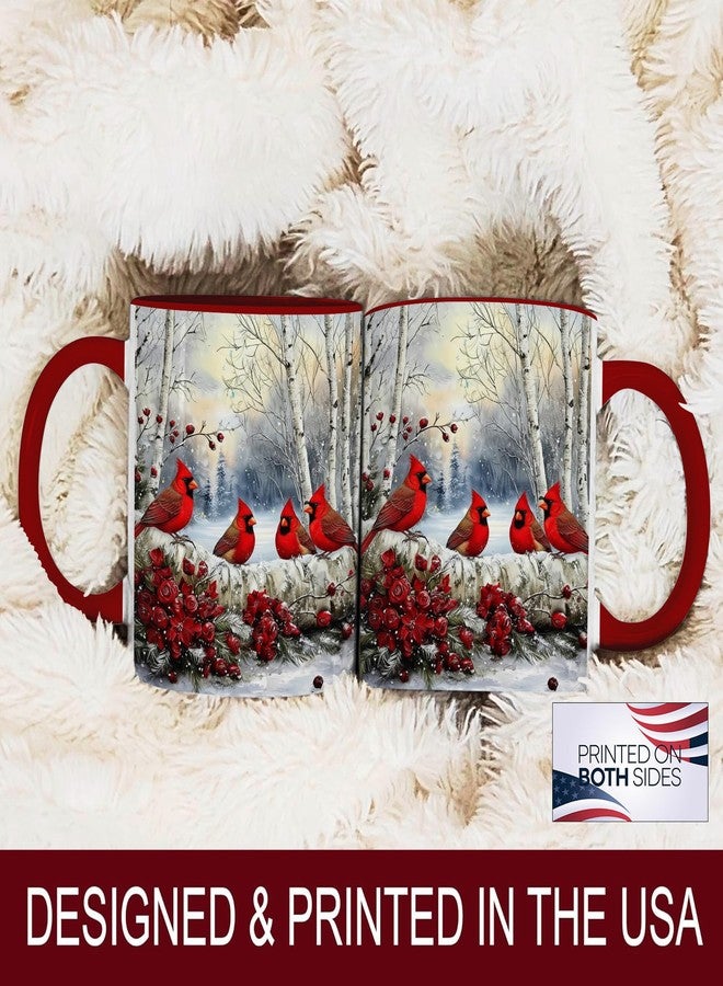 FOLISSE Cardinal Birds Coffee Mug, Winter Forest Mug with Red Cardinals on Snowy Birch Trees, Christmas Bird Scene Ceramic 11oz Drinkware for Holiday Gifts And Nature Lovers - Image 4