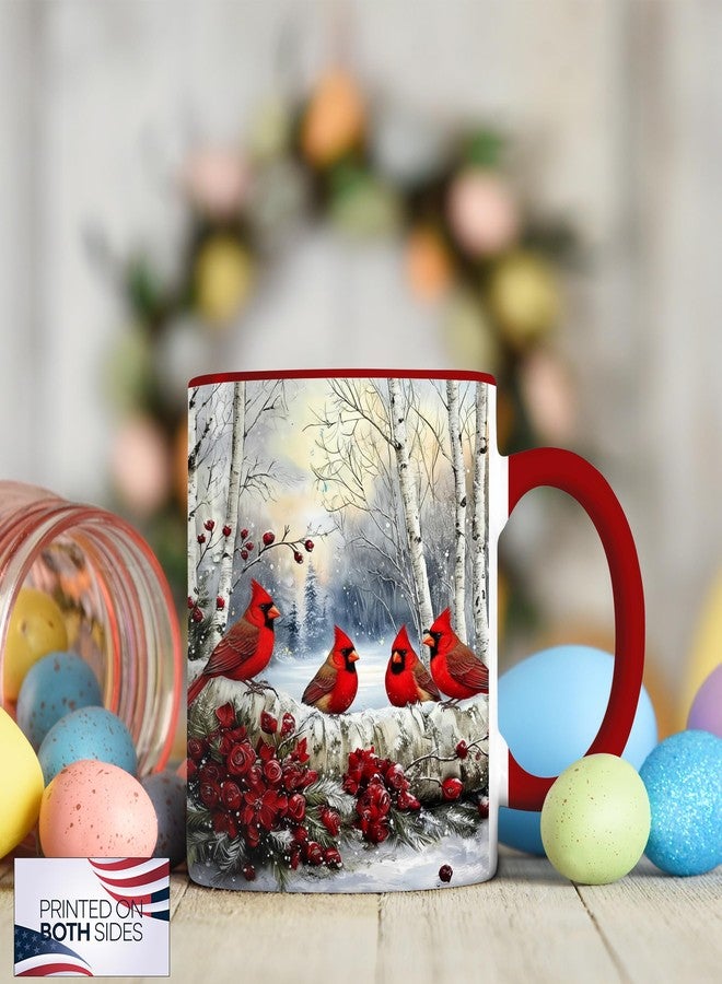 FOLISSE Cardinal Birds Coffee Mug, Winter Forest Mug with Red Cardinals on Snowy Birch Trees, Christmas Bird Scene Ceramic 11oz Drinkware for Holiday Gifts And Nature Lovers - Image 3
