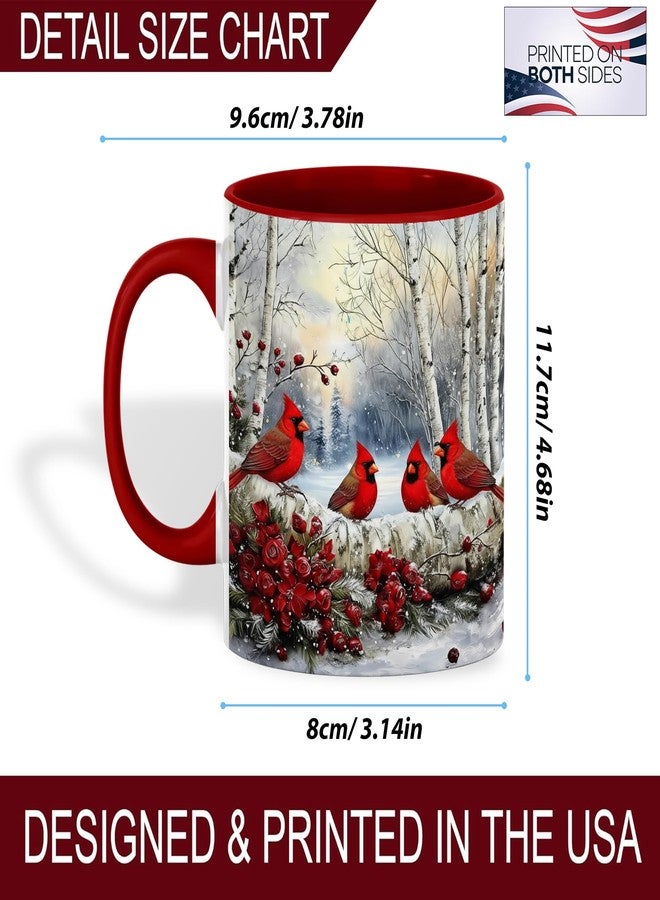 FOLISSE Cardinal Birds Coffee Mug, Winter Forest Mug with Red Cardinals on Snowy Birch Trees, Christmas Bird Scene Ceramic 11oz Drinkware for Holiday Gifts And Nature Lovers - Image 5