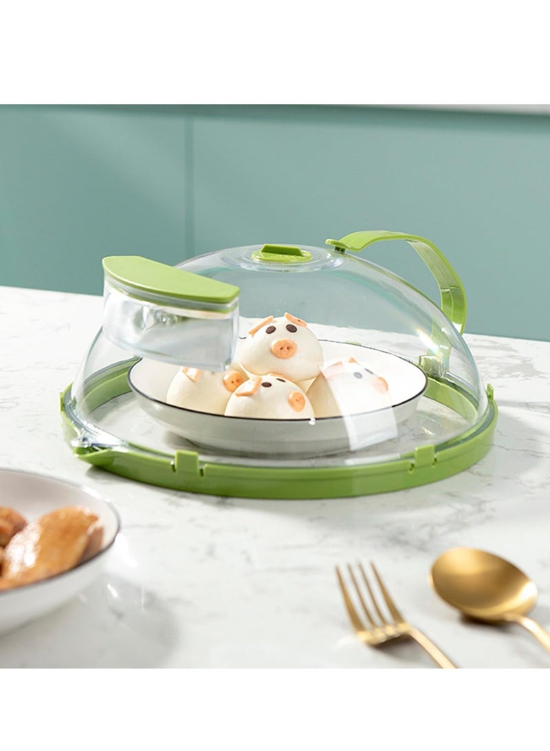 Hanayo غطاء ميكروويف للطعام، غطاء شفاف لرذاذ الميكروويف مع مقبض وصندوق تخزين للماء، أغطية أطباق 10 بوصة، أدوات ومستلزمات المطبخ، أساسيات المنزل لهدايا المنزل الجديدة، أخضر - Image 2