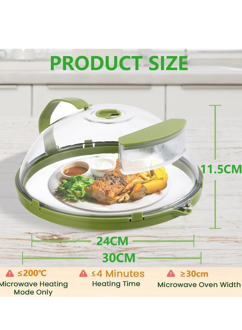 Hanayo غطاء ميكروويف للطعام، غطاء شفاف لرذاذ الميكروويف مع مقبض وصندوق تخزين للماء، أغطية أطباق 10 بوصة، أدوات ومستلزمات المطبخ، أساسيات المنزل لهدايا المنزل الجديدة، أخضر - Image 3
