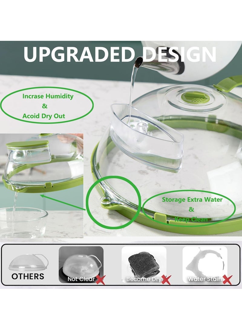 Hanayo غطاء ميكروويف للطعام، غطاء شفاف لرذاذ الميكروويف مع مقبض وصندوق تخزين للماء، أغطية أطباق 10 بوصة، أدوات ومستلزمات المطبخ، أساسيات المنزل لهدايا المنزل الجديدة، أخضر - Image 5