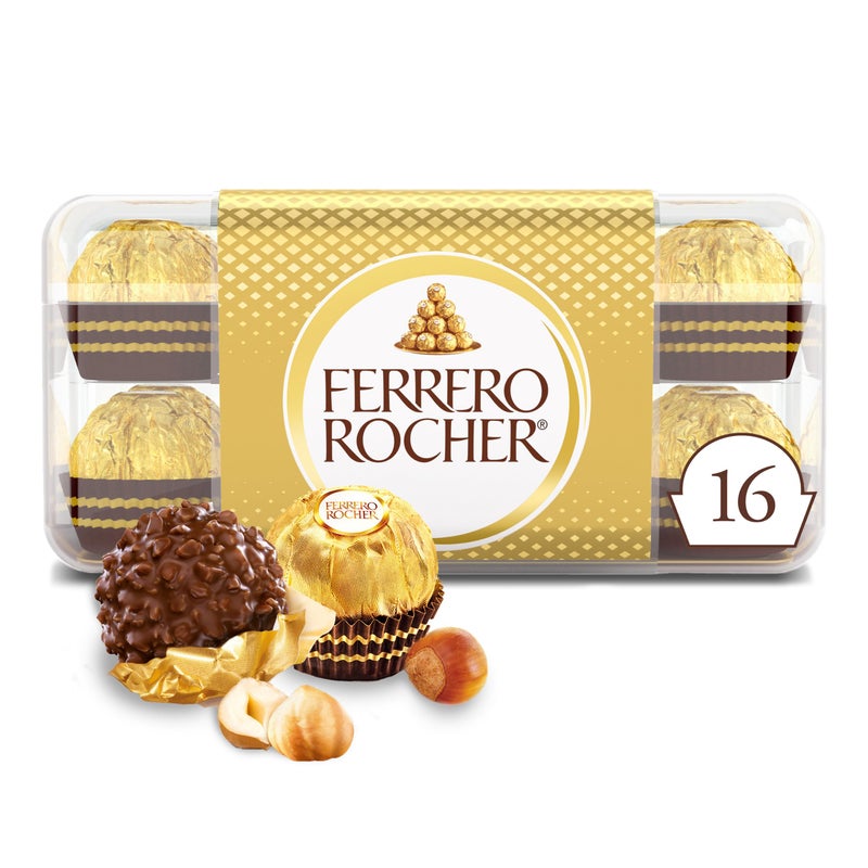 Ferrero Rocher, Premium Milk Chocolate Hazelnut, Individually Wrapped, Chocolate Gift Box, 16 Count, 7 oz - Image 1