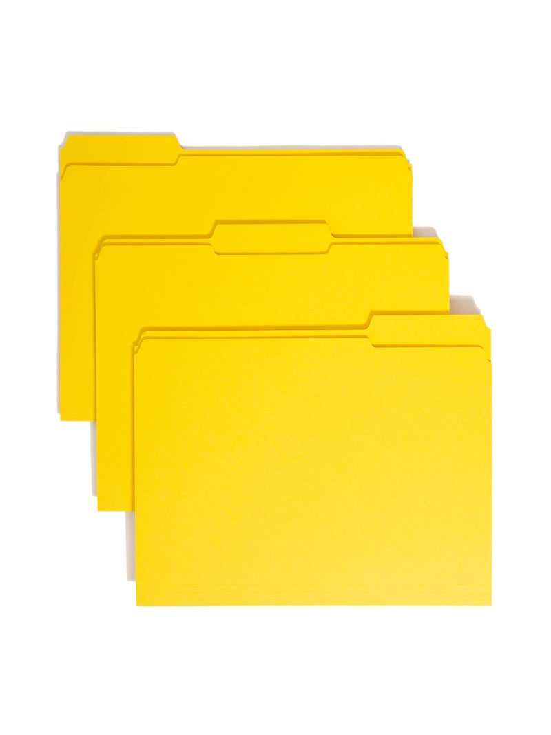 Smead File Folder, Reinforced 1/3-Cut Tab, Letter Size, Yellow, 100 per Box (12934) - Image 1