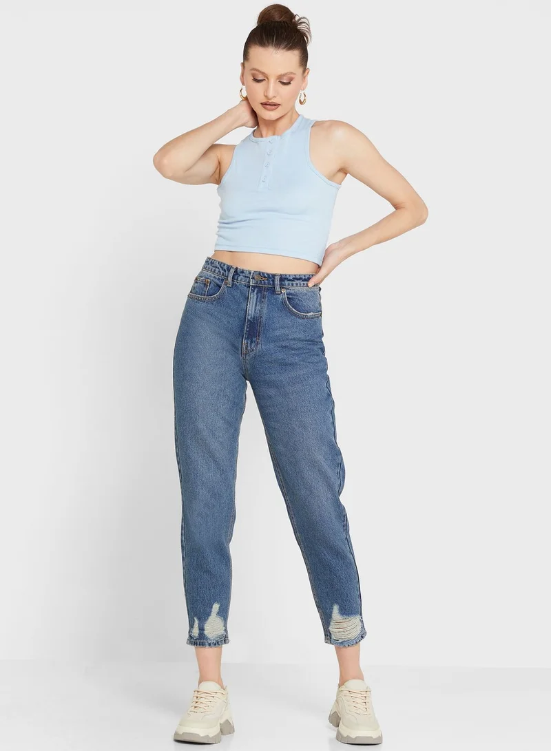 I SAW IT FIRST Ripped High Waist Jeans