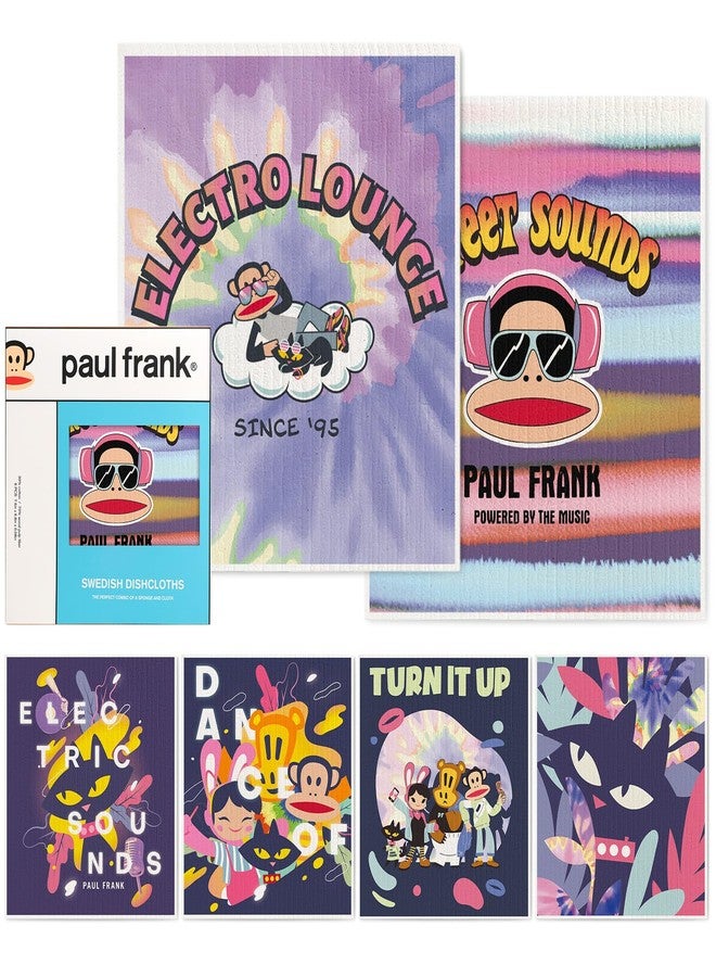 Paul Frank مناديل بول فرانك السويدية للمطبخ - 6 عبوات، مناديل ورقية قابلة لإعادة الاستخدام، قابلة للغسل، مناديل سويدية ماصة، مناديل إسفنجية من السليلوز غير خادشة، بدون رائحة، مناديل تنظيف قابلة للتحلل الحيوي - Image 1