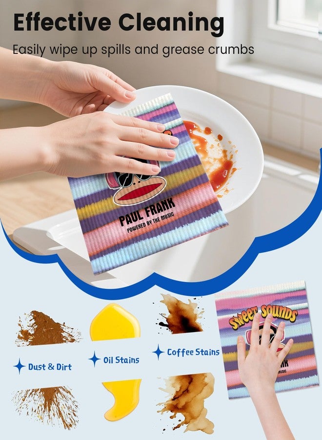 Paul Frank مناديل بول فرانك السويدية للمطبخ - 6 عبوات، مناديل ورقية قابلة لإعادة الاستخدام، قابلة للغسل، مناديل سويدية ماصة، مناديل إسفنجية من السليلوز غير خادشة، بدون رائحة، مناديل تنظيف قابلة للتحلل الحيوي - Image 5