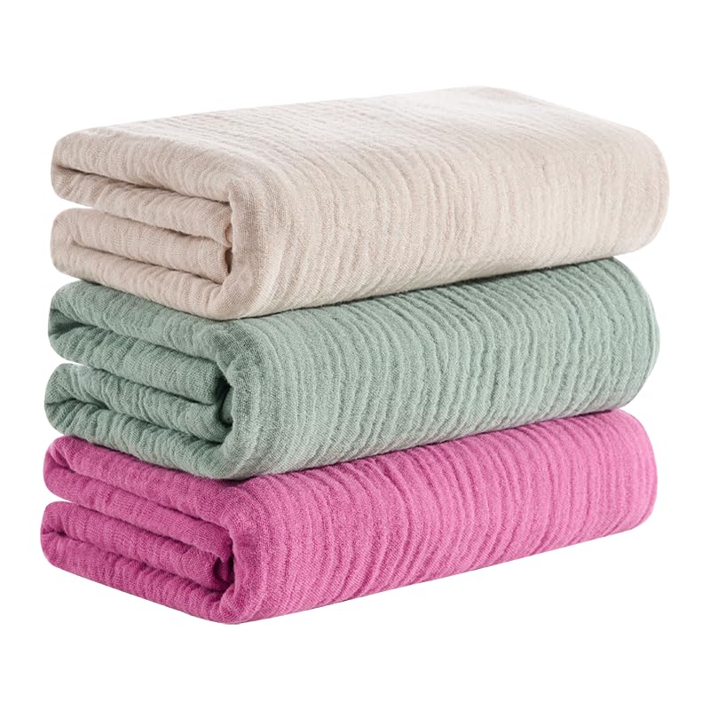 CottCare Baby Muslin Swaddle Blanket for Boys and Girls,31â€ x 35â€,3-Pack Breathable and Skin-Friendly,Wrap Soft Silky Cotton Muslin Swaddle Blankets (Rose Pink) - Image 1