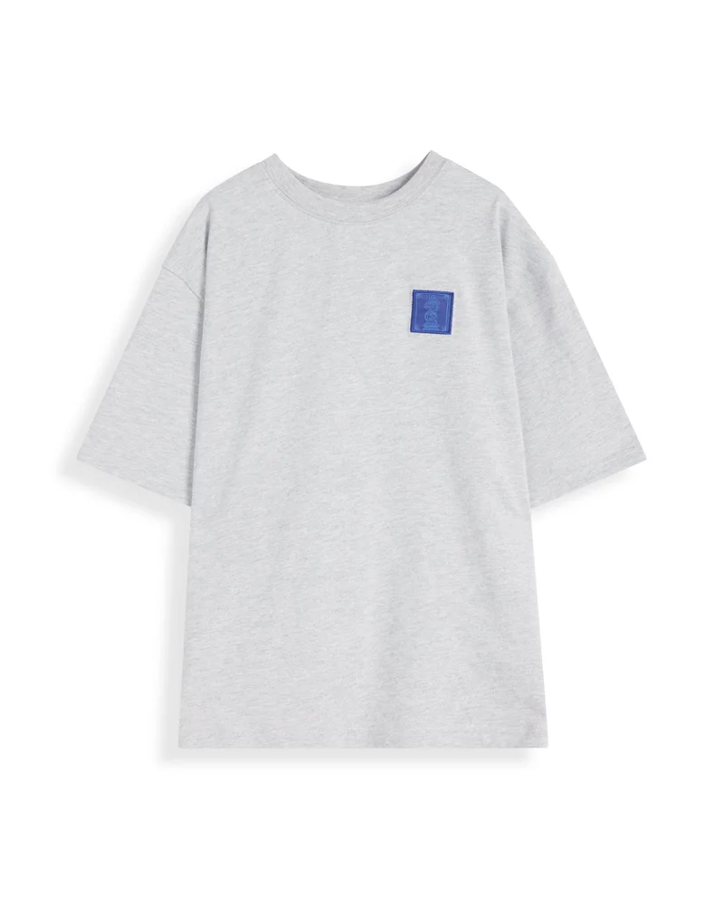Rare Ones Rare Ones Kids Horse Melange Grey Cotton Half Sleeves Crew Neck Oversized Fit Graphic Back Print T-Shirt