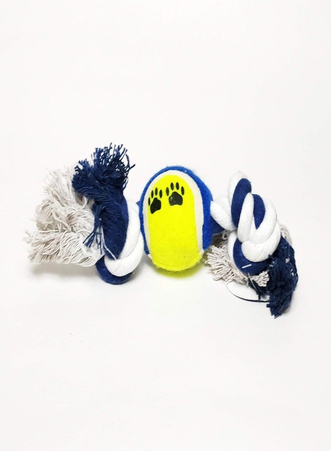 PnM Assorted Design & Color Rope Toys for Dogs & Puppies Rope Toy Chew Toy Teething Toy (One Peice) with Dog Tag (Free One Peice) - Cotton with Tennis Ball - Image 4