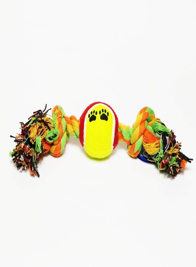PnM Assorted Design & Color Rope Toys for Dogs & Puppies Rope Toy Chew Toy Teething Toy (One Peice) with Dog Tag (Free One Peice) - Cotton with Tennis Ball - Image 5