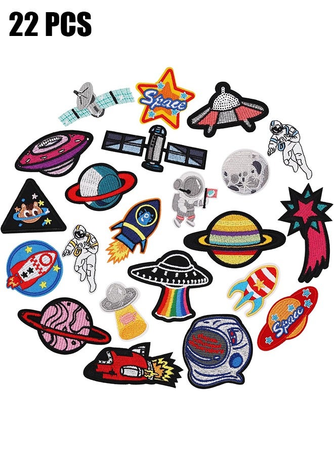 HY Clothes Decorative Patches, 22 Pieces Astronaut Pattern Embroidered Sewing Decorative Patches for DIY Jeans, Jackets, Kids Clothing, Bags, Hats, Craft Sewing  - Image 1