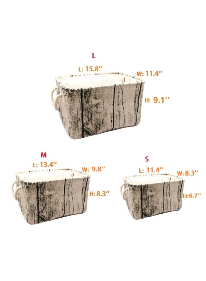 جيكون أنيق جذع شجرة تصميم الخشب الحبوب مستطيلة سلة التخزين قابل للغسل القطن النسيج الحضانة تعوق مع مقابض حبل ، الزخرفية ومريحة للأطفال غرف (صغيرة) - Image 5