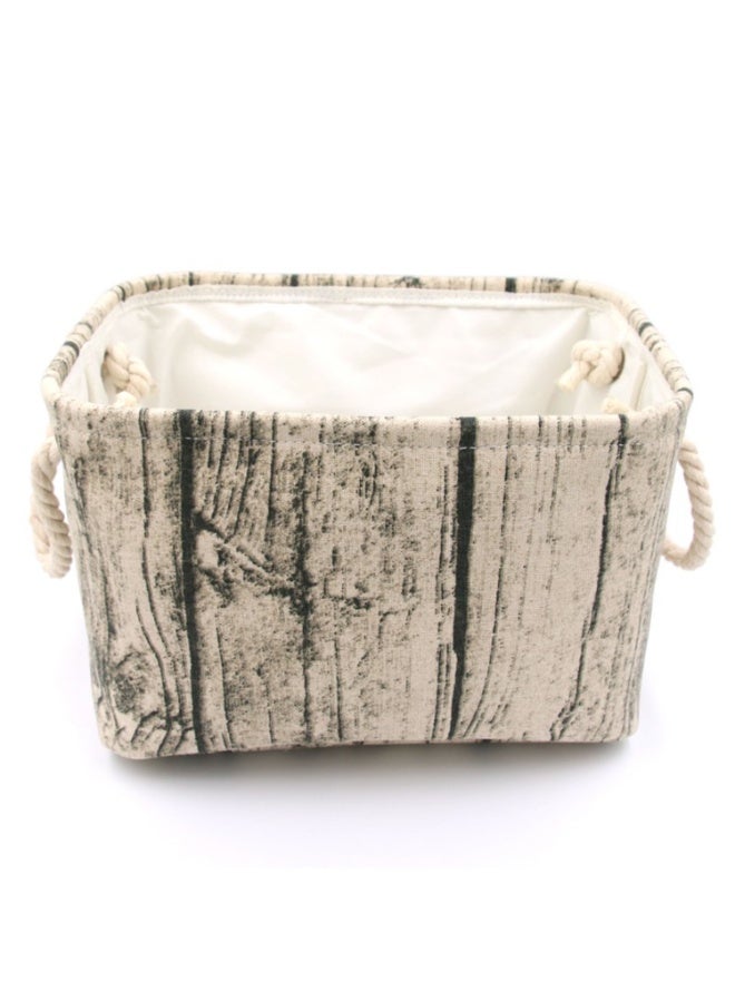 جيكون أنيق جذع شجرة تصميم الخشب الحبوب مستطيلة سلة التخزين قابل للغسل القطن النسيج الحضانة تعوق مع مقابض حبل ، الزخرفية ومريحة للأطفال غرف (صغيرة) - Image 2