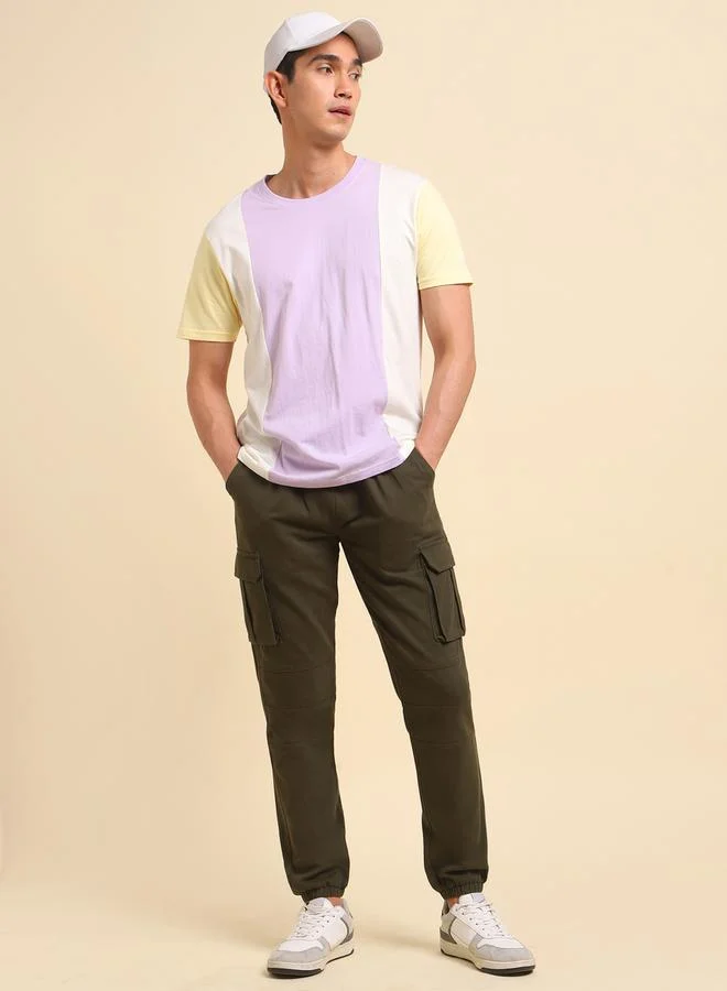 HIGH STAR HIGH STAR Mid Rise Regular Fit Trousers with Cargo Pockets