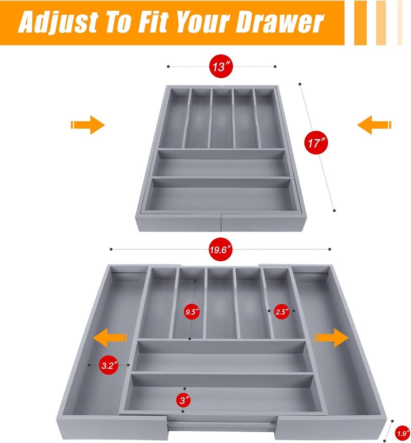 Bellsal Kitchen Silverware Drawer Organizer and Storage Cabinet Utensil Rack Bathroom Counter Vanity Extra Large Big Cooking Drawer Organizers Countertop Pantry Storage Cabinet Best Kitchen Must Haves 2025 - Image 2