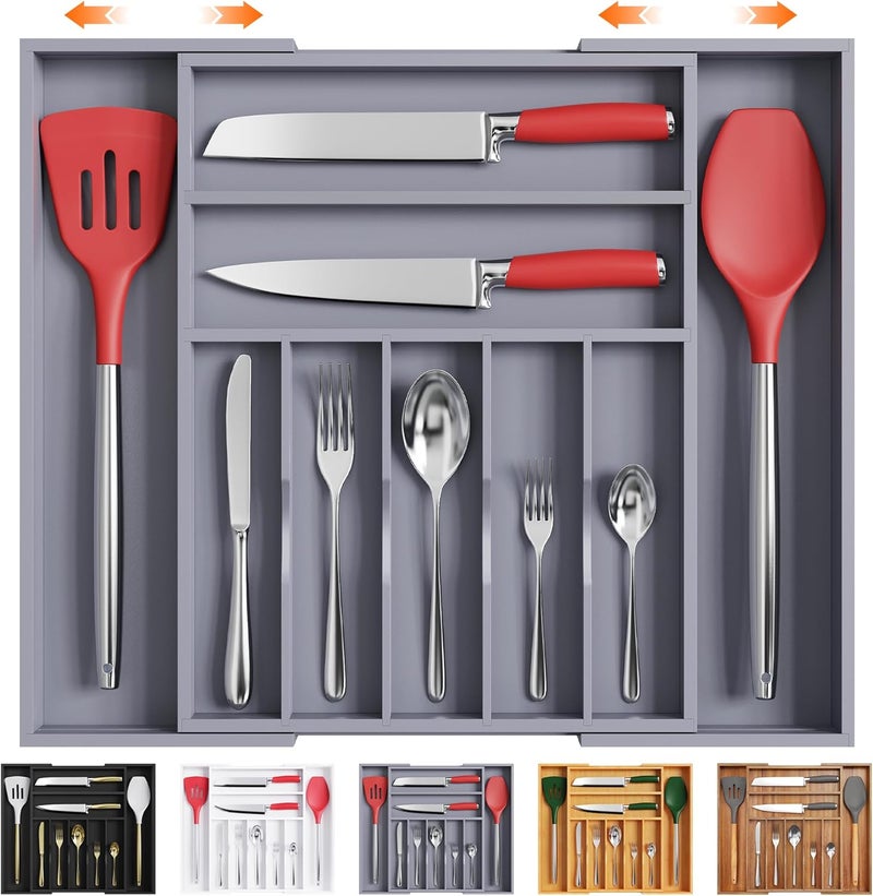 Bellsal Kitchen Silverware Drawer Organizer and Storage Cabinet Utensil Rack Bathroom Counter Vanity Extra Large Big Cooking Drawer Organizers Countertop Pantry Storage Cabinet Best Kitchen Must Haves 2025 - Image 1