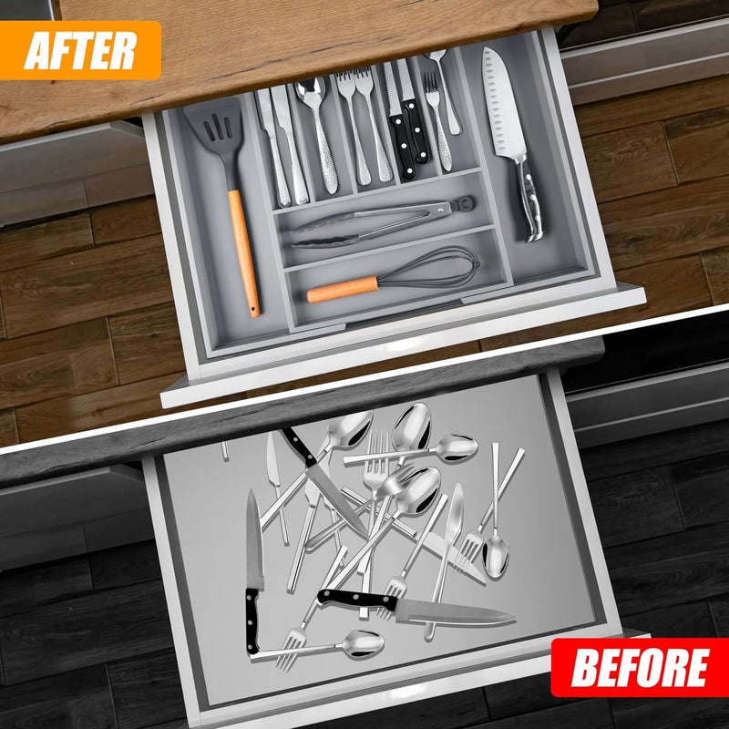 Bellsal Kitchen Silverware Drawer Organizer and Storage Cabinet Utensil Rack Bathroom Counter Vanity Extra Large Big Cooking Drawer Organizers Countertop Pantry Storage Cabinet Best Kitchen Must Haves 2025 - Image 3