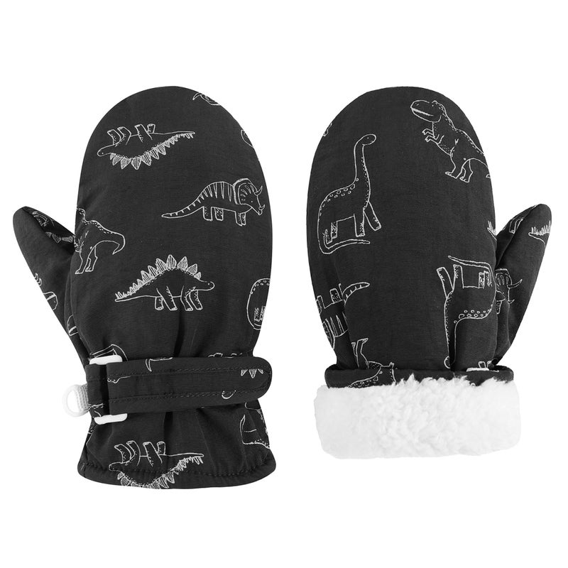 Fynnsure Toddler Mittnes Lined Fleece Snow Gloves for Boys Girls Winter Kids Gloves Baby Mittens Black 4-6 Years - Image 1