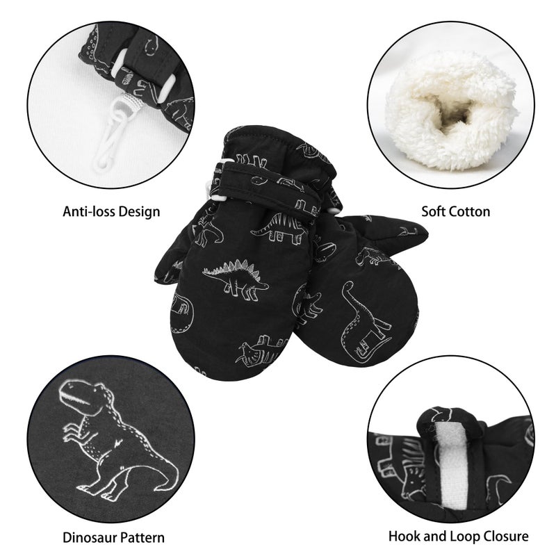 Fynnsure Toddler Mittnes Lined Fleece Snow Gloves for Boys Girls Winter Kids Gloves Baby Mittens Black 4-6 Years - Image 4