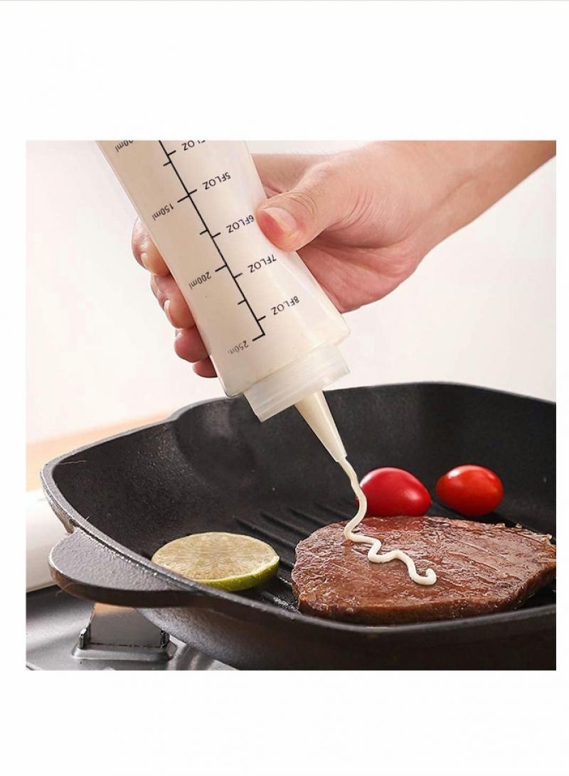 12-Piece Condiment Squeeze Bottles,Plastic Bottles With Red Tip Cap Tie Dye Empty Paint Bottle For Ketchup And Condiments,500ML - Image 2