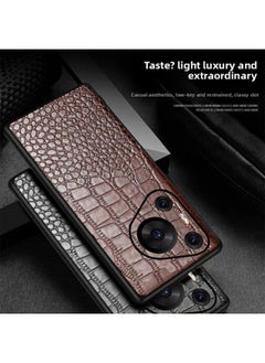 For Huawei P70Ultra Phone Case Pura Crocodile Pattern P60 Head Layer P50e Cowhide P40 Pro Men's Style-Color:[real First-layer Cowhide Crocodile + Leather On The Edge Of The Lens]-Applicable Models:[consult Receipt Of The Goods And Post Them Politely]