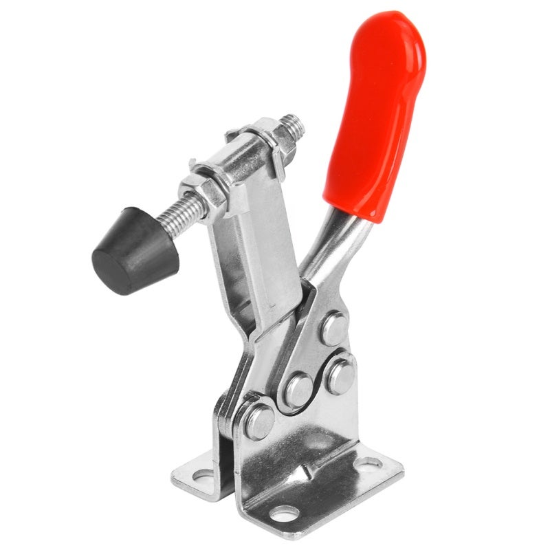 Toggle Clamp: 304 Stainless Steel Rustproof Anti-corrosion - Rubber Holding Bar Stable Damage-free Clamping - 4-hole Fixed Base Comfortable Easy Operation for Workpiece Fixing - Image 1