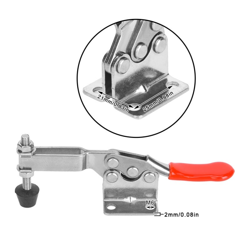 Toggle Clamp: 304 Stainless Steel Rustproof Anti-corrosion - Rubber Holding Bar Stable Damage-free Clamping - 4-hole Fixed Base Comfortable Easy Operation for Workpiece Fixing - Image 4