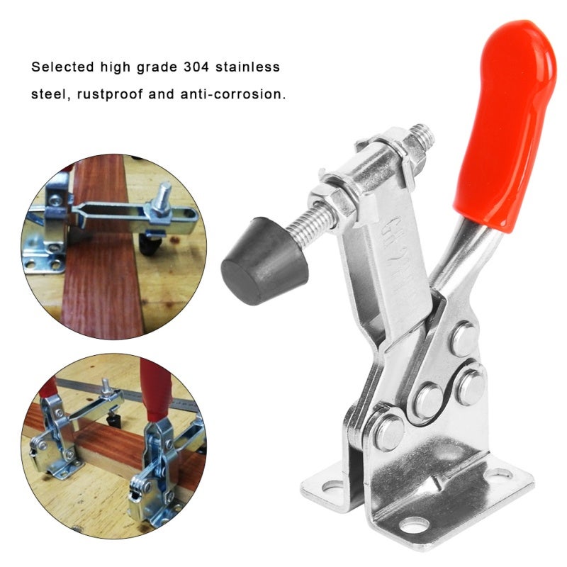 Toggle Clamp: 304 Stainless Steel Rustproof Anti-corrosion - Rubber Holding Bar Stable Damage-free Clamping - 4-hole Fixed Base Comfortable Easy Operation for Workpiece Fixing - Image 5