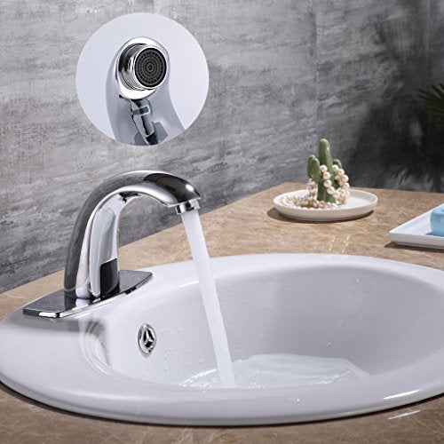 Charmingwater Touchless Bathroom Sink Faucet, Motion Automatic Sensor Faucet with Hole Cover Plate, Chrome - Image 3