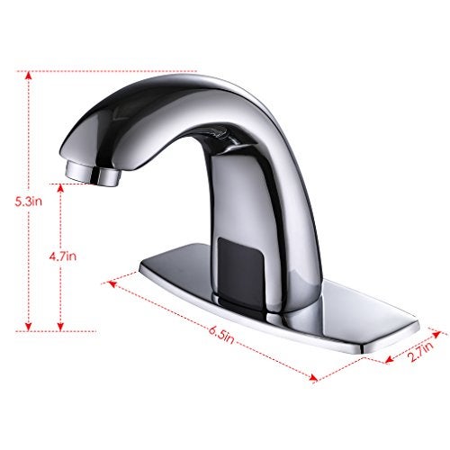 Charmingwater Touchless Bathroom Sink Faucet, Motion Automatic Sensor Faucet with Hole Cover Plate, Chrome - Image 5