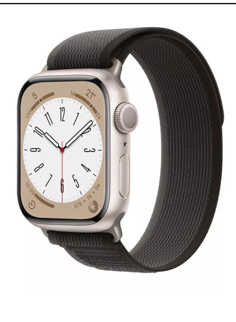 Nylon replacement band compatible with Apple Watch 9th generation / 10th generation size 45/49, black and gray color - Image 1