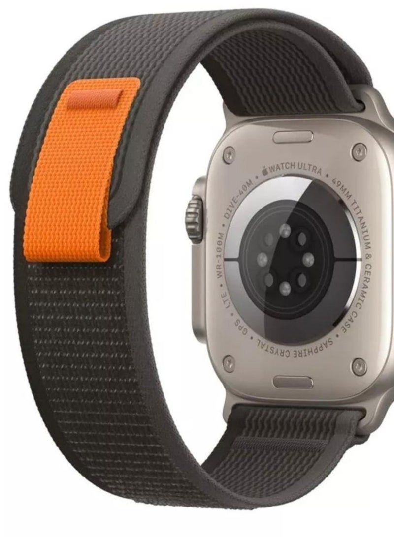 Nylon replacement band compatible with Apple Watch 9th generation / 10th generation size 45/49, black and gray color - Image 2