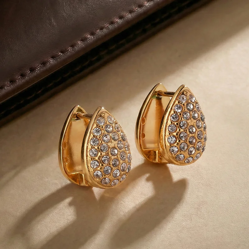 Palmonas PALMONAS Floral Crystal Bloom Petal Hoop Earrings for Women | 18K Gold Plated, Waterproof & Anti-Tarnish