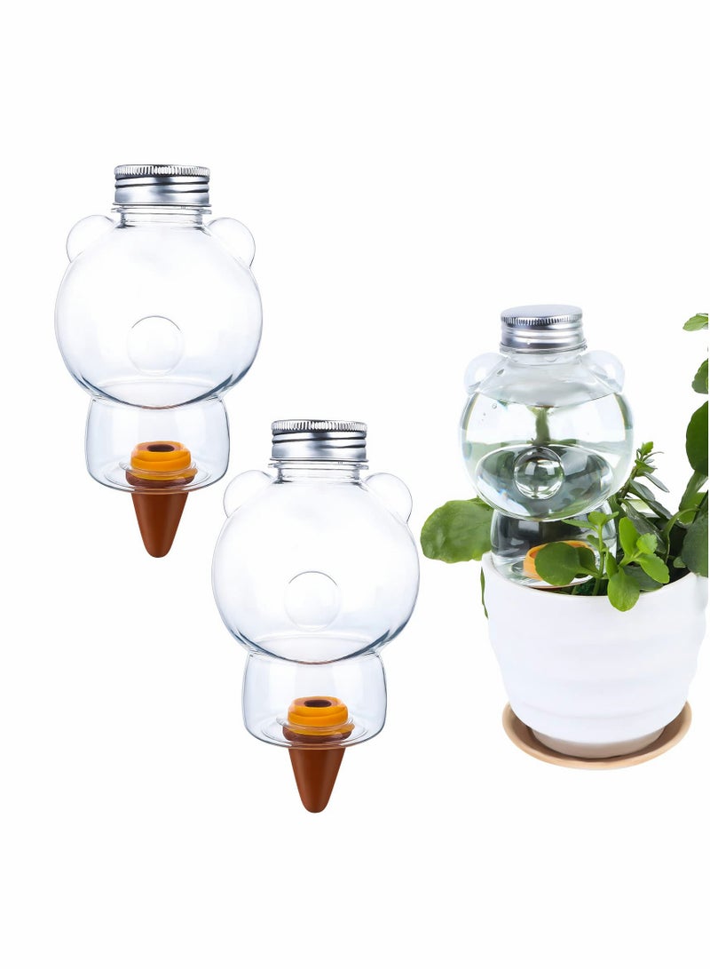 SOLARAE Plant Watering Globes Bear Shape Automatic Bulb Transparent Self Plastic Balls Terracotta Spikes for Indoor Outdoor Plants（3 Pcs ） - Image 1