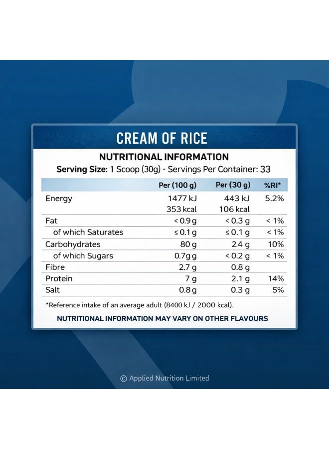 Applied Nutrition Cream of Rice Instant Carbohydrates – Apple Crumble (1kg) - Image 2