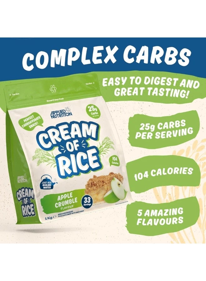 Applied Nutrition Cream of Rice Instant Carbohydrates – Apple Crumble (1kg) - Image 3
