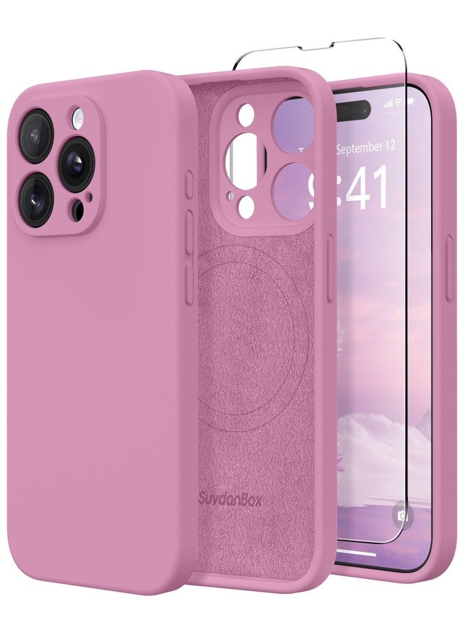 SuydanBox Magnetic for iPhone 15 Pro Case, Compatible with MagSafe, [Full Camera Protection][Screen Protector] Silicone Shockproof Protective Phone Case for iPhone 15 Pro 6.1", Blackcurrant - Image 1