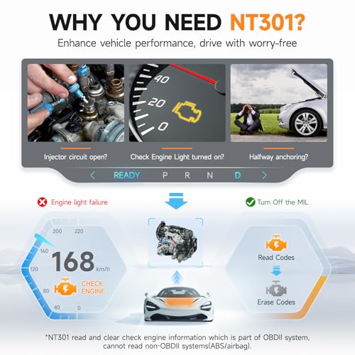 Foxwell ماسح ضوئي FOXWELL NT301 OBD2 لقراءة رموز التشخيص البيانية للبيانات الحية للميكانيكيين المحترفين أداة مسح OBDII لفحص ضوء المحرك شاشة ملونة 2.8 بوصة ماسح OBD II للمركبات من 1996 أو أحدث - Image 2