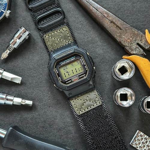 DAVILANE 16mm Replacement Watch Band for Casio GShock GB5600 GWB5600 GW930094002310 AWGM100101 AW590591 Leather and Nylon Combination Design - Image 3