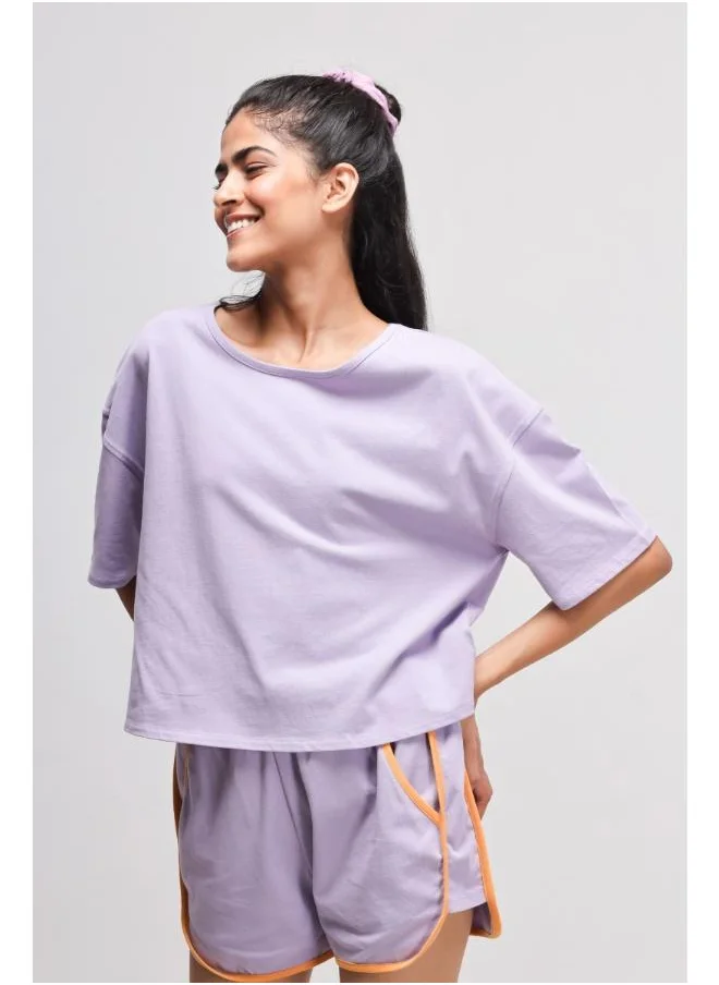 NeceSera Boxy Purple Cotton Top