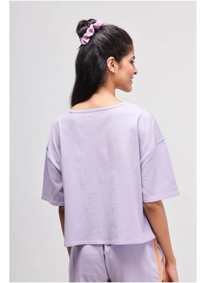 NeceSera Boxy Purple Cotton Top