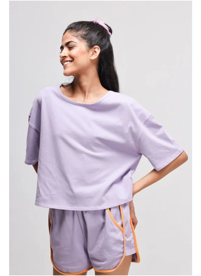 NeceSera Boxy Purple Cotton Top