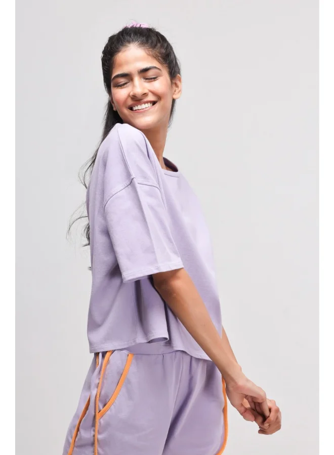 NeceSera  Boxy Purple Cotton Top for Women | Best Price UAE