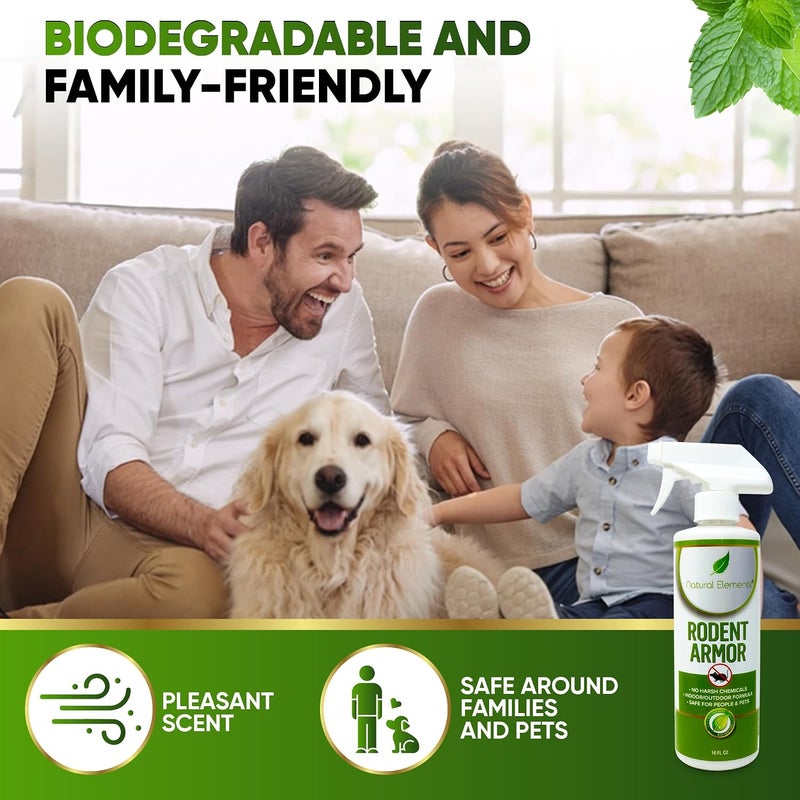 natural elements Rodent Armor- Premium Peppermint Oil Mouse Repellent Spray- Vehicle, Boat, RV, Tractor, Equipment - All Natural - Child and Pet Safe - Indoor/Outdoor Spray - 16 oz - Image 4