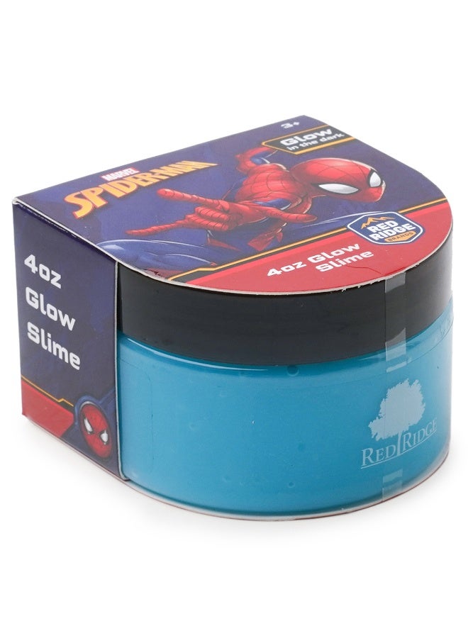 MARVEL سبايدر مان 4 أونصة سلايم متوهج | يتوهج في الظلام | سلايم ناعم ومرن وغير لزج للأطفال | لعبة ممتعة لتخفيف التوتر | أزرق | العمر 3+ سنوات - Image 2