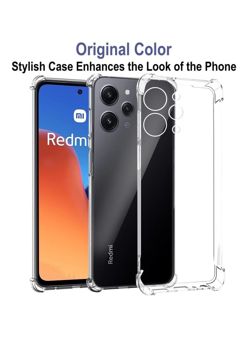 PROMASS Protective Case Cover for Redmi 12 4G / Redmi Note 12R, Bumper Cover Flexible Soft TPU Anti-Fall Reinforced Corner Shockproof Transparent Phone Case for Xiaomi Redmi 12 4G / Note 12R - Clear - Image 2